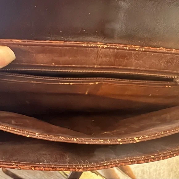 Vintage Neiman Marcus Snakeskin Leather Envelope Bag in Brown - Picture 6 of 8